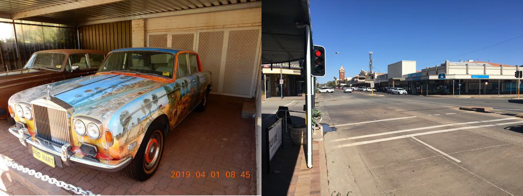 Pro Hart Rolls Royce A intersection in Broken Hill. Empty
