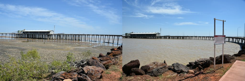 The jetty in Derby at 10.47 am. The Jetty in Derby at 1:05 pm