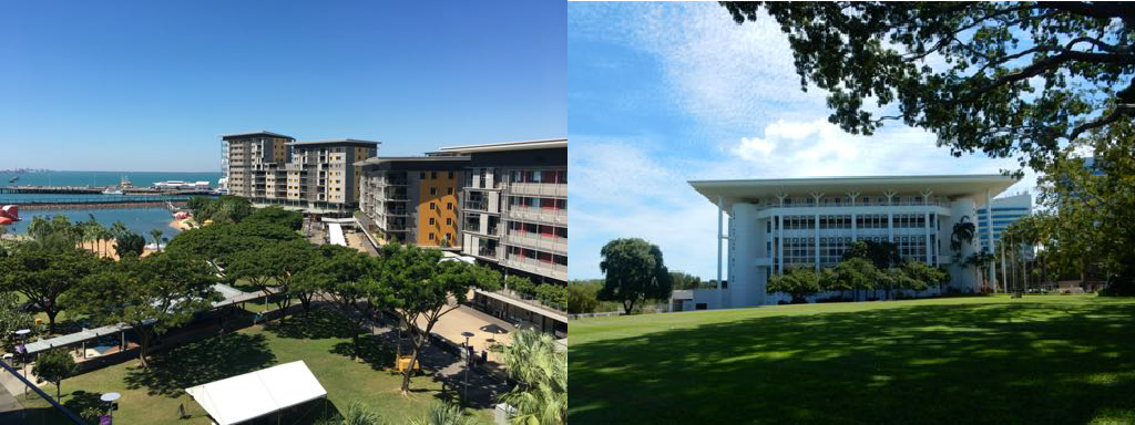 Old harbour - now apartments and parks. The Parliament building in NT.