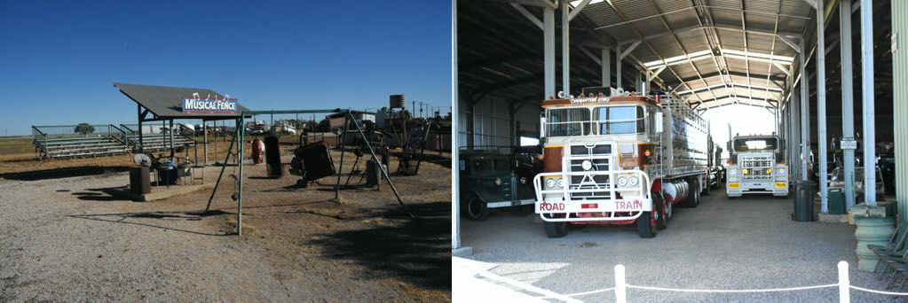 Musical fence in Winton. Well renovated trucks from yesterday.